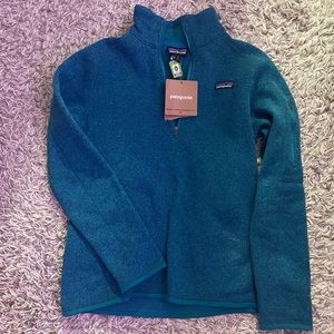 NWT Patagonia Women’s Better Sweater 1/4 Zip Pullover Turquoise with Arm Zipper